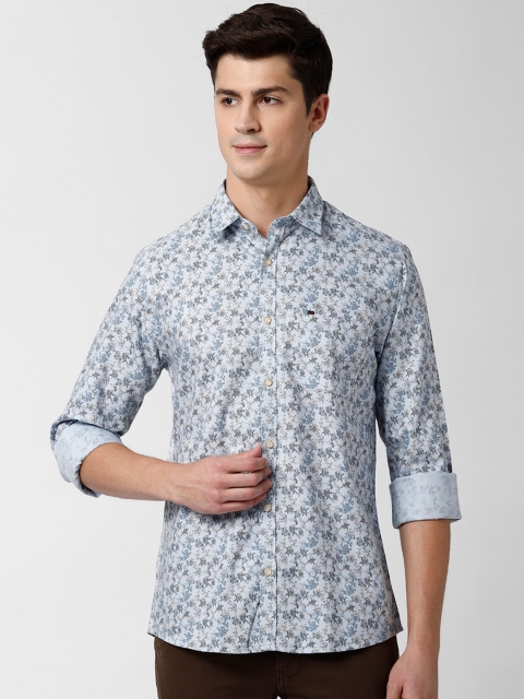 

Peter England Casuals Men Blue Slim Fit Printed Pure Cotton Casual Shirt