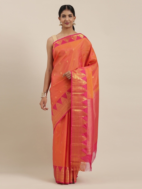 

The Chennai Silks Coral Pure Silk Woven Design Dharmavaram Saree