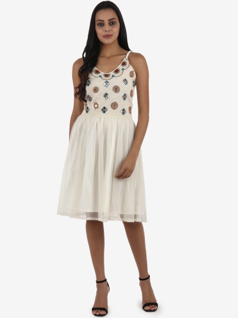 

Diwaah Women Off-White Embellished Fit and Flare Dress