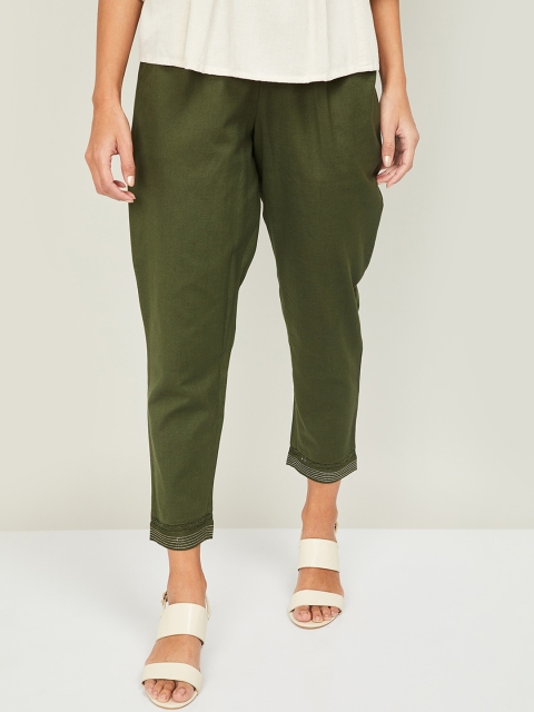 

Melange by Lifestyle Women Olive Green Regular Fit Solid Trousers