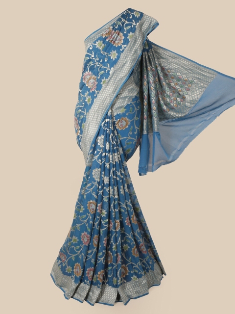 

Pothys Blue & Brown Pure Silk Woven Design Banarasi Saree