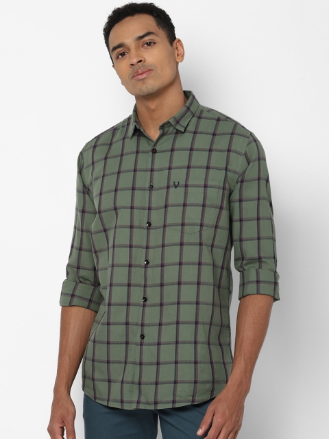 

Allen Solly Men Green & Purple Slim Fit Checked Casual Shirt
