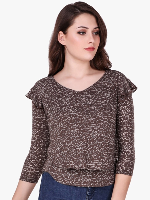 

Texco Brown & White Printed Regular Top