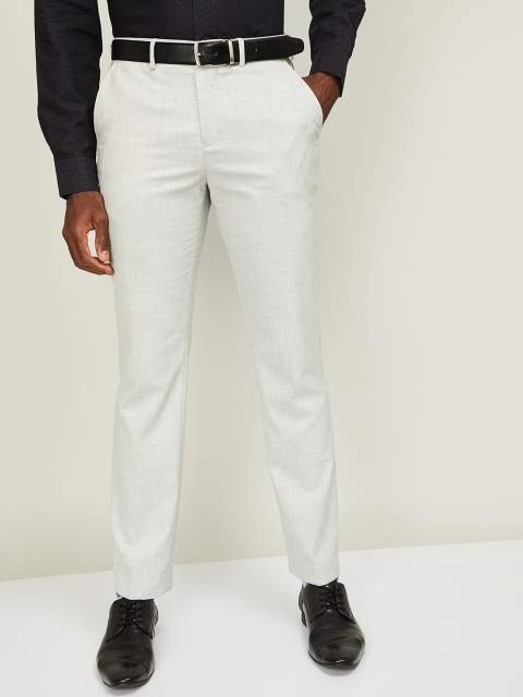 

CODE by Lifestyle Men Grey Slim Fit Solid Formal Trousers