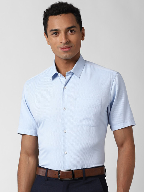 

Peter England Men Blue Regular Fit Self-Design Semiformal Shirt
