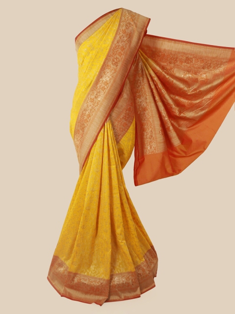

Pothys Yellow Pure Silk Woven Design Banarasi Saree