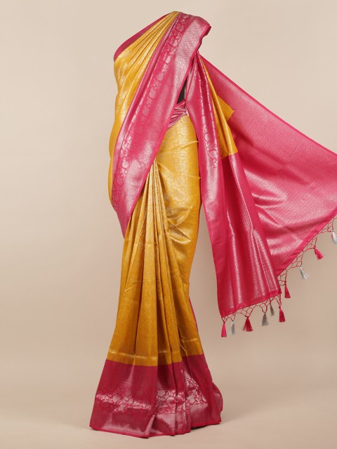 

Pothys Yellow & Pink Jute Silk Woven Design Saree