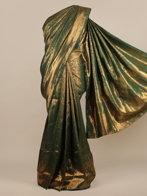 

Pothys Green & Gold-Toned Jute Silk Woven Design Saree
