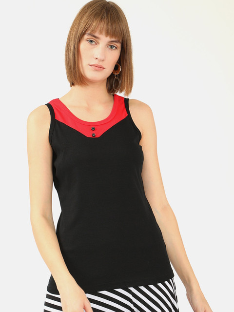 

V2 Value & Variety Black & Red Colourblocked Tank Top