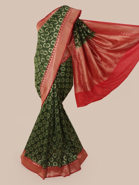 

Pothys Green & Pink Pure Silk Woven Design Banarasi Saree