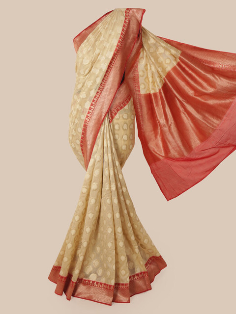 

Pothys Cream-Coloured Pure Silk Woven Design Banarasi Saree