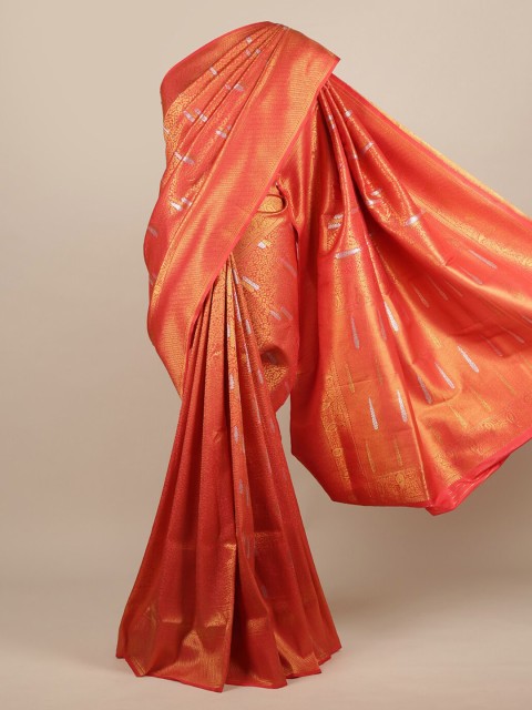 

Pothys Pink & Gold-Toned Jute Silk Woven Design Saree
