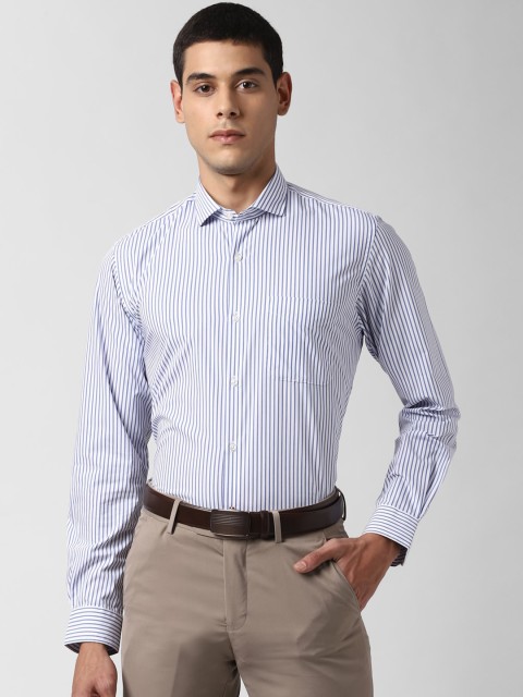 

Peter England Men White & Blue Slim Fit Striped Casual Shirt