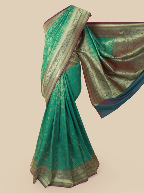 

Pothys Blue & Gold-Toned Pure Silk Woven Design Banarasi Saree