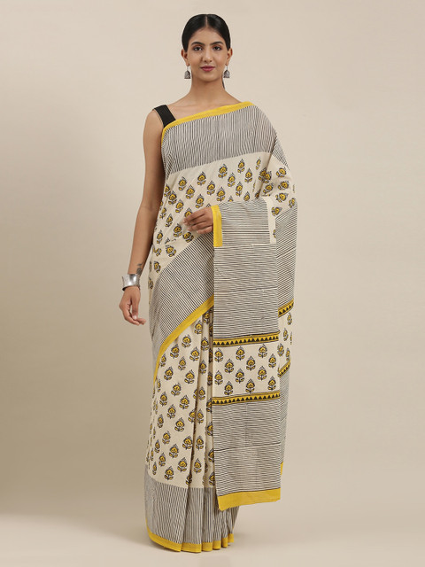 

The Chennai Silks Beige Printed Pure Cotton Saree