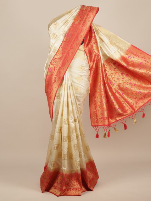 

Pothys Cream-Coloured Woven Design Jute Silk Saree