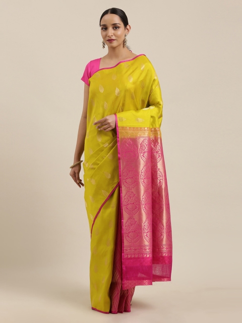

The Chennai Silks Green & Pink Pure Silk Woven Design Kanjeevaram Saree