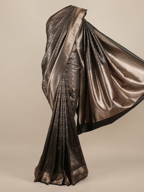 

Pothys Black & Gold-Toned Jute Silk Woven Design Saree