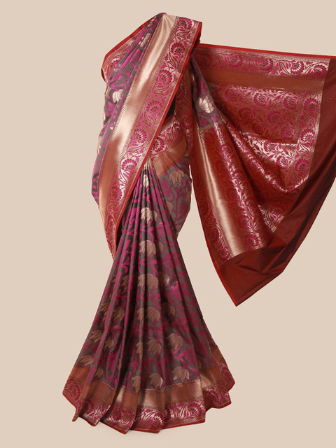 

Pothys Grey & Pink Pure Silk Woven Design Banarasi Saree