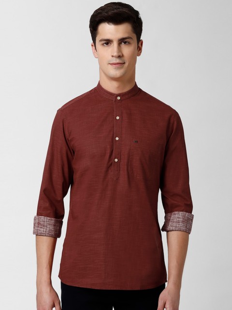 

Peter England Casuals Men Maroon Slim Fit Solid Pure Cotton Casual Shirt
