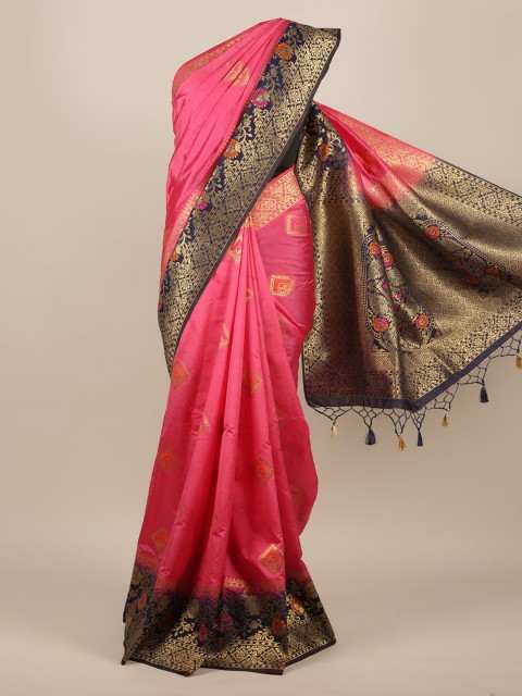 

Pothys Pink & Gold-Toned Jute Silk Woven Design Saree