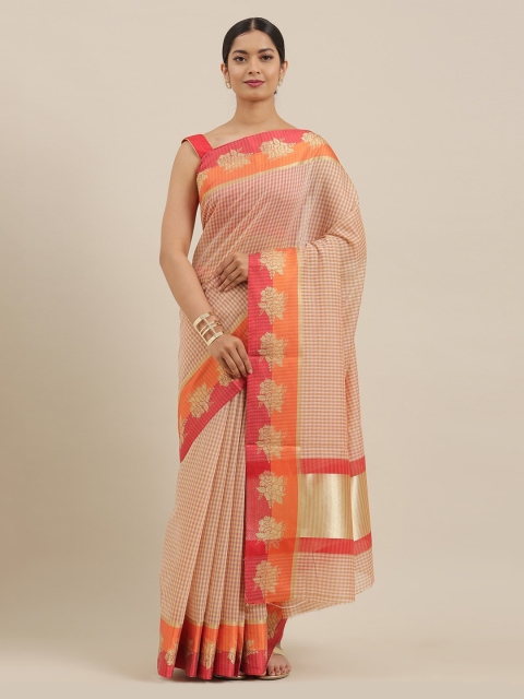 

The Chennai Silks Multicoloured Viscose Rayon Checked Banarasi Saree, Multi