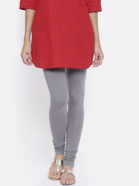

Bitz Women Grey Solid Organic Cotton Stretch Churidar-Length Leggings