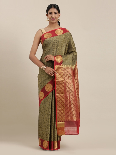 

The Chennai Silks Green & Red Pure Silk Woven Design Kanjeevaram Saree