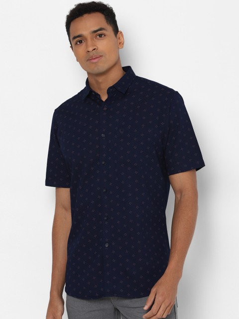 Allen Solly Men Navy Blue & Pink Slim Fit Printed Casual Shirt