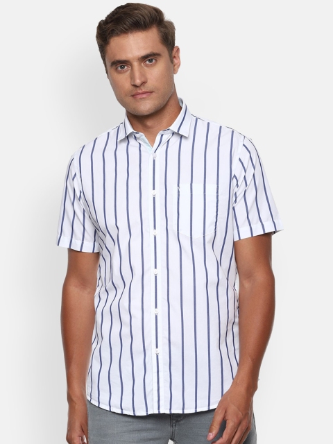 

Van Heusen Sport Men White Pure Cotton Slim Fit Striped Casual Shirt