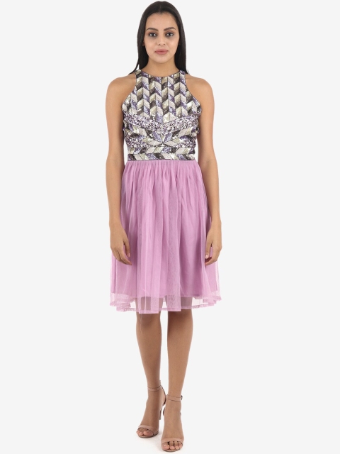 

Diwaah Women Lavender Embellished Fit and Flare Dress