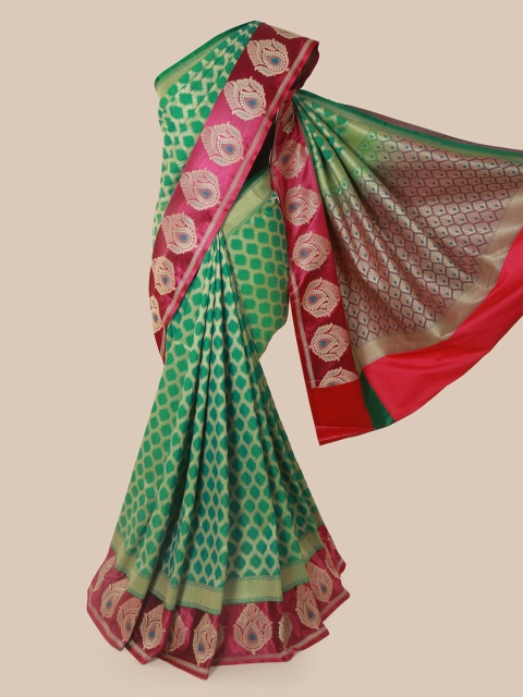 

Pothys Green & Pink Pure Silk Woven Design Banarasi Saree