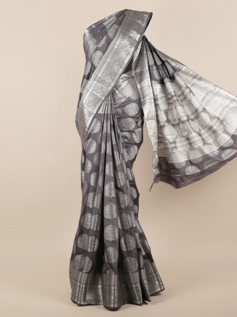 

Pothys Grey & Silver-Toned Jute Silk Woven Design Saree