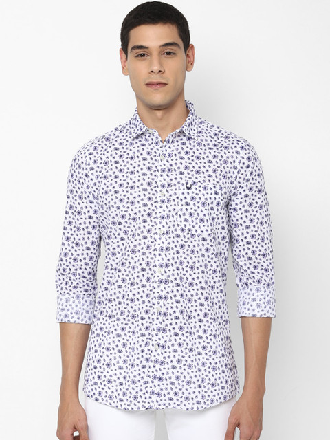 

Solly Jeans Co. Men White & Purple Regular Fit Printed Pure Cotton Casual Shirt