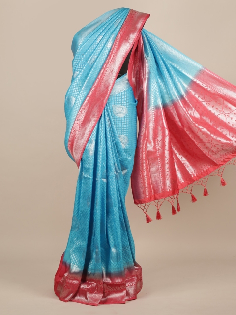 

Pothys Turquoise Blue & Pink Jute Silk Woven Design Saree