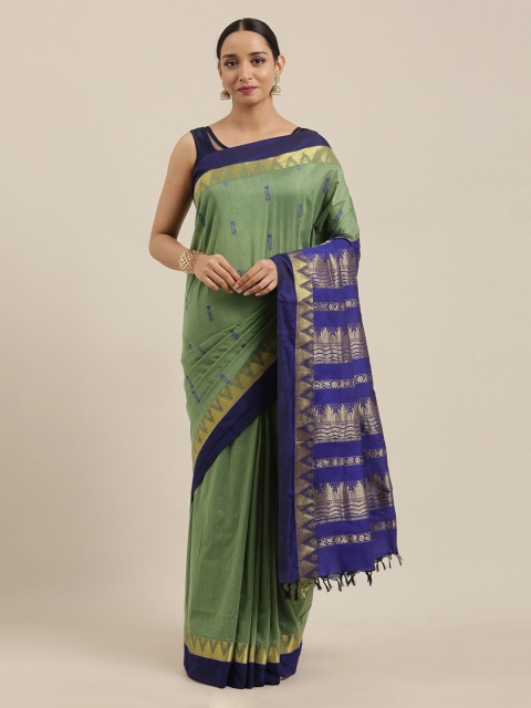 

The Chennai Silks Green & Blue Polycotton Woven Design Saree