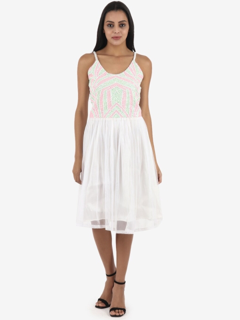 

Diwaah Women White Embellished Fit and Flare Dress