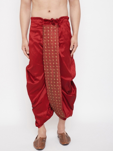 

VASTRAMAY Men Maroon & Gold-TonedEmbroidered Dhoti