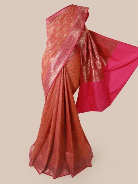 

Pothys Peach-Coloured & Pink Pure Silk Woven Design Banarasi Saree