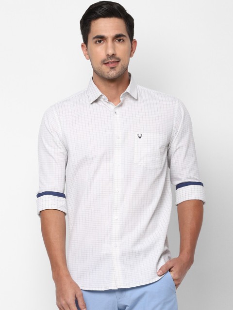 

Allen Solly Men White Slim Fit Checked Cotton Casual Shirt