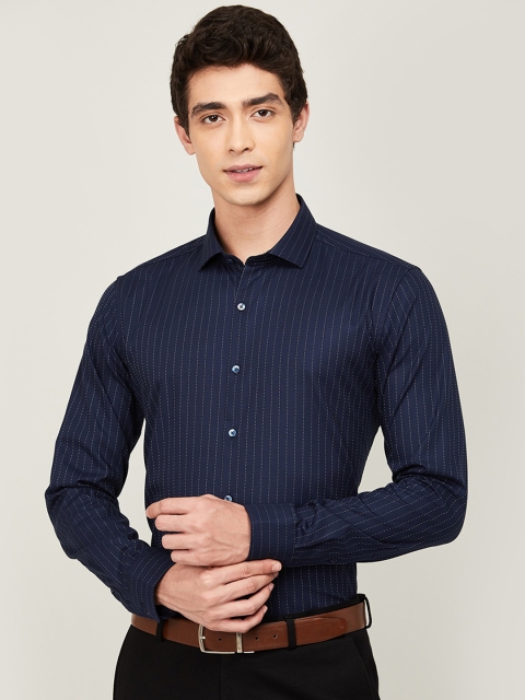 

CODE by Lifestyle Men Navy Blue Slim Fit Striped KELSO Cotton Formal Shirt