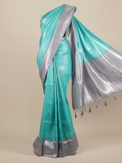 

Pothys Blue Woven Design Jute Silk Saree