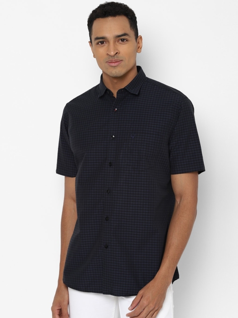 

Allen Solly Men Navy Blue & Black Slim Fit Checked Pure Cotton Casual Shirt