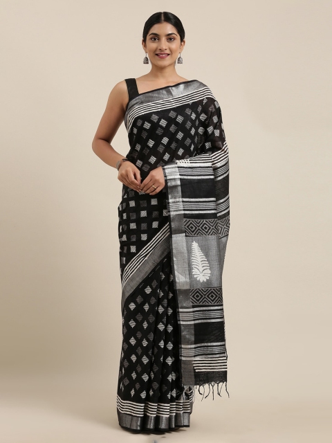 

The Chennai Silks Black Printed Pure Cotton Saree