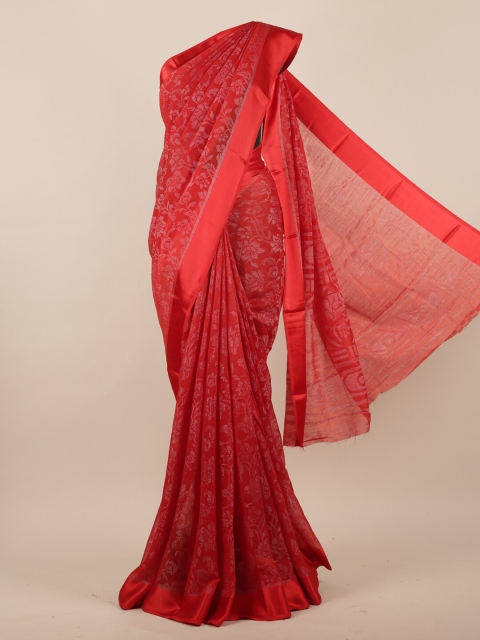 

Pothys Red Printed Jute Silk Saree