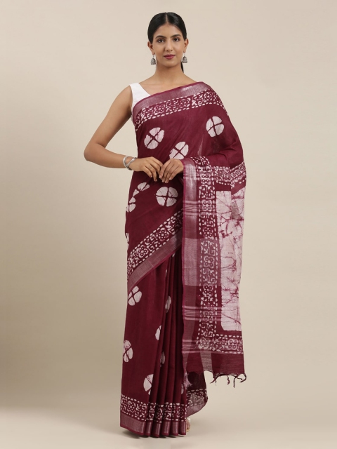 

The Chennai Silks Maroon Printed Pure Cotton Saree