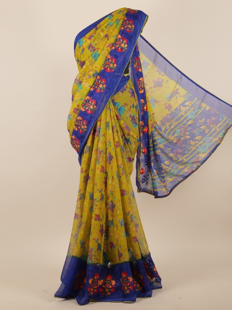 

Pothys Green Printed Poly Chiffon Saree