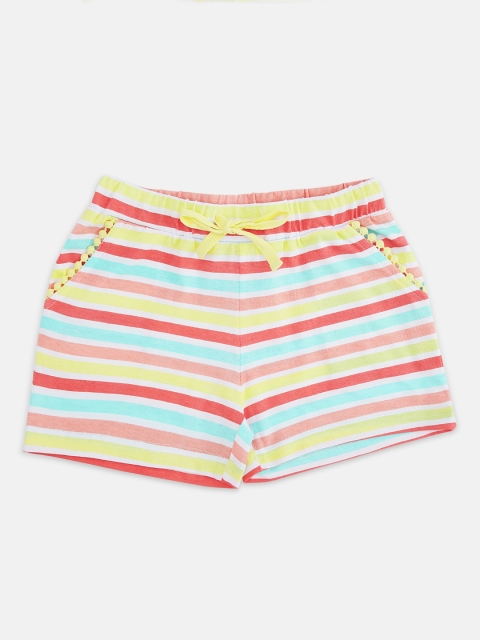 

Pantaloons Junior Girls Multicoloured Striped Regular Fit Cotton Regular Shorts, Multi