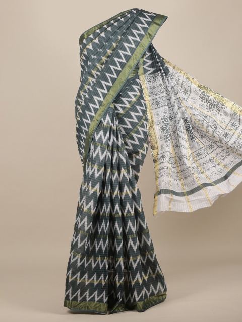 

Pothys Grey & White Pure Cotton Printed Saree