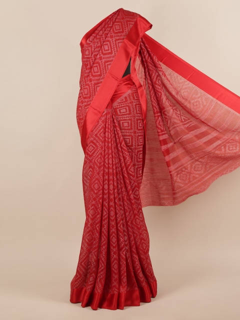 

Pothys Red Printed Jute Silk Saree